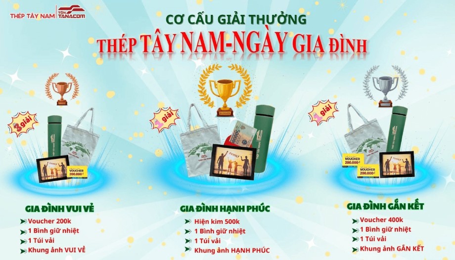 Cơ cấu giải thưởng ngày gia đình tại TÔN TÂY NAM